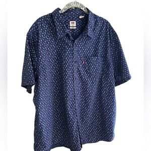 Levi Short Sleeve Button Down Men’s Shirt with Tiny Cactus Print Size XXL